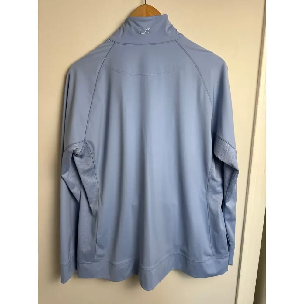 Cutter And Buck Drytec Full Zip Size XL Light Blue Zip Pockets Golf Breathable